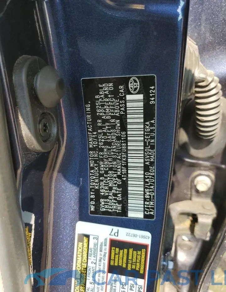 4T1BF1FK9FU881106# 12
