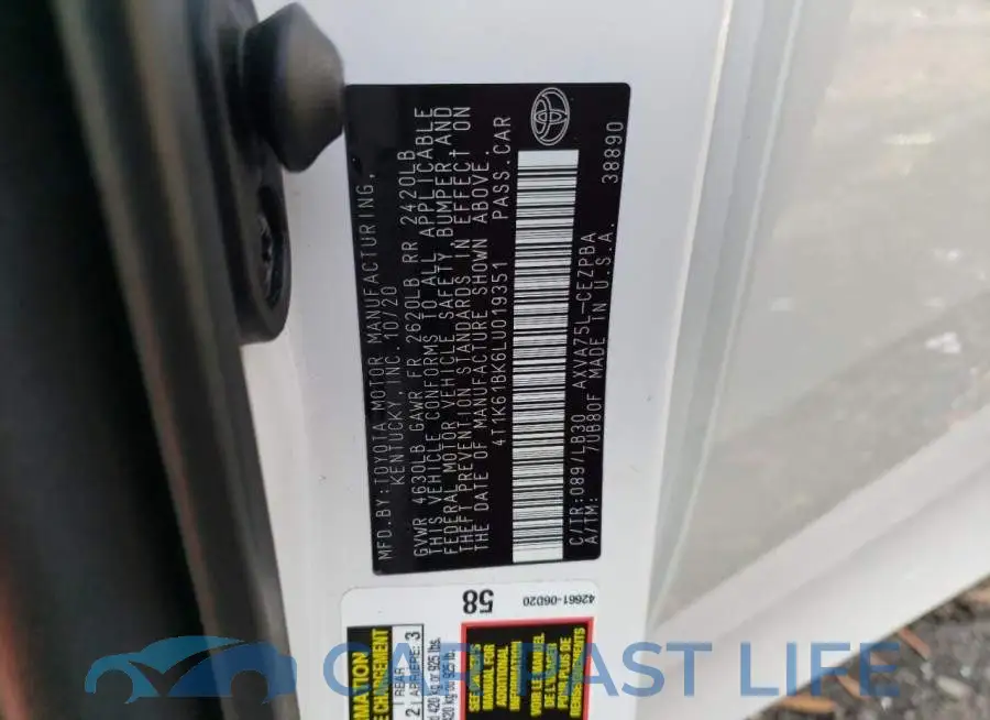 4T1K61BK6LU019351# 12