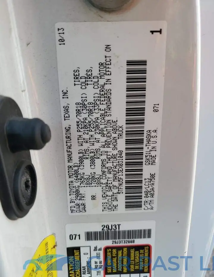 5TFNU5F13EX031040# 12