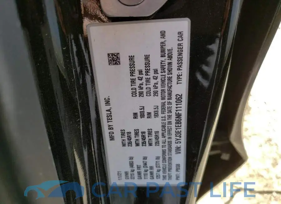 5YJ3E1EB6NF111062# 12