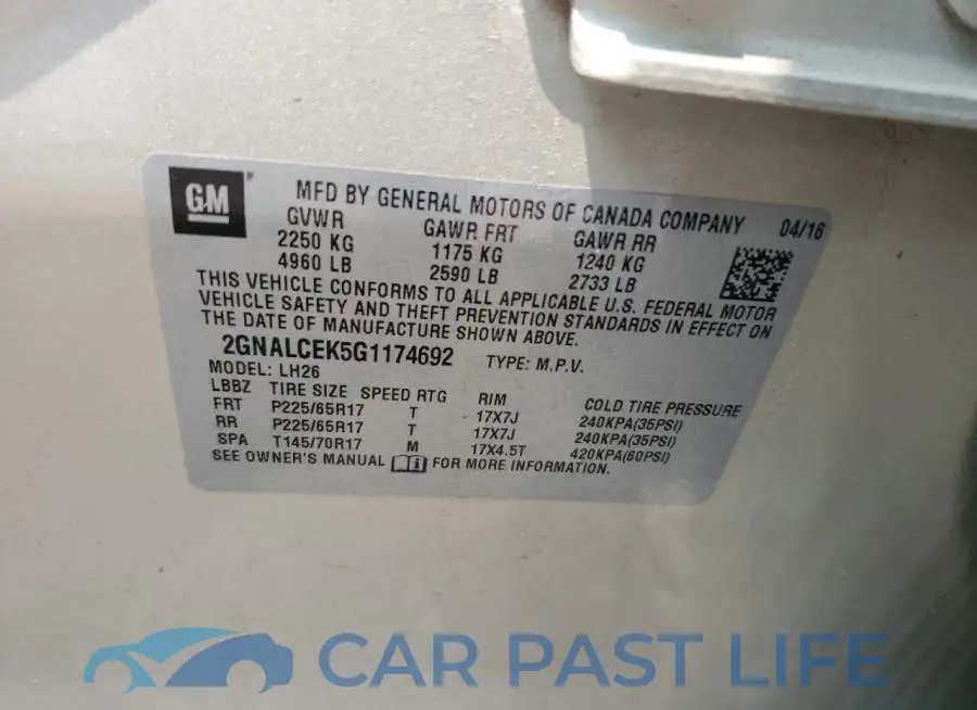 2GNALCEK5G1174692# 12