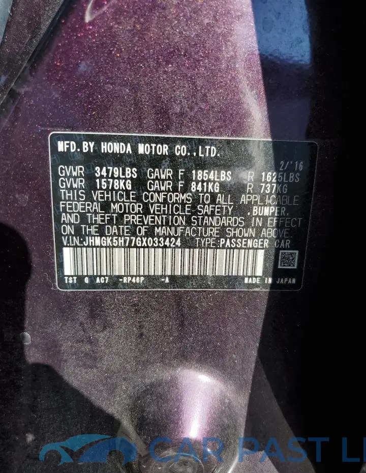 JHMGK5H77GX033424# 12