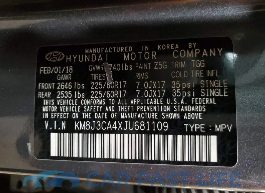 KM8J3CA4XJU681109# 12