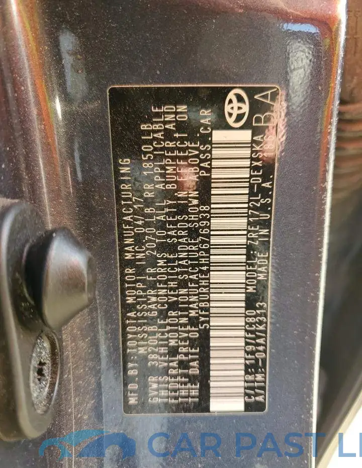 5YFBURHE4HP676938# 12