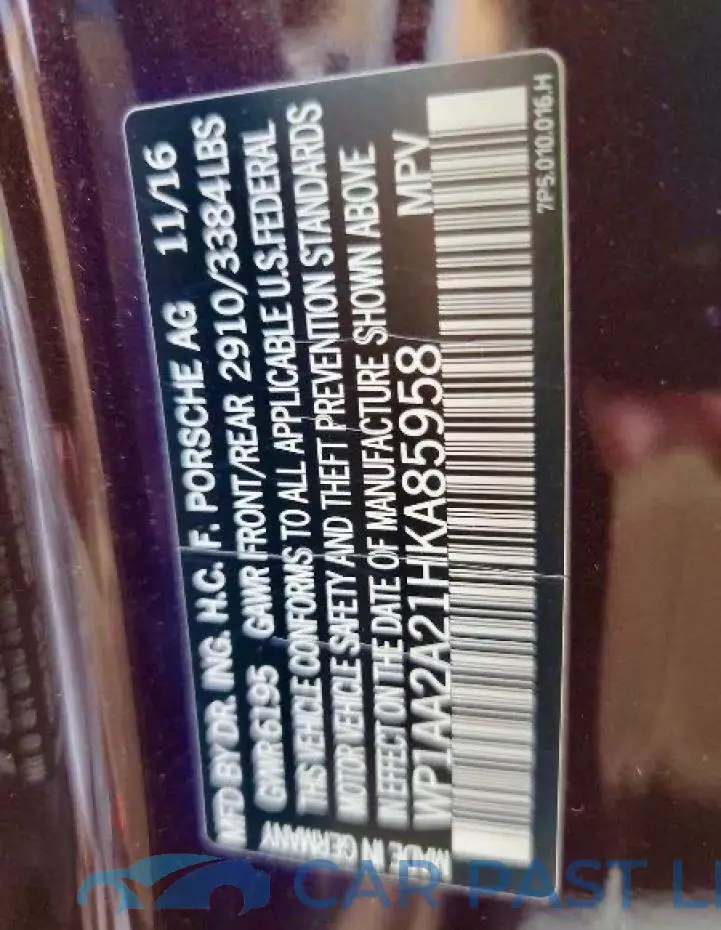 WP1AA2A21HKA85958# 10