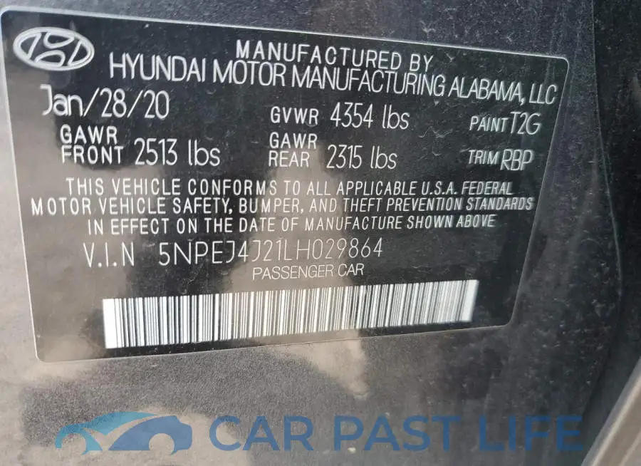5NPEJ4J21LH029864# 12