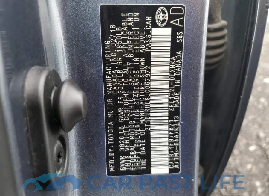 2T1BURHE8JC067972# 12