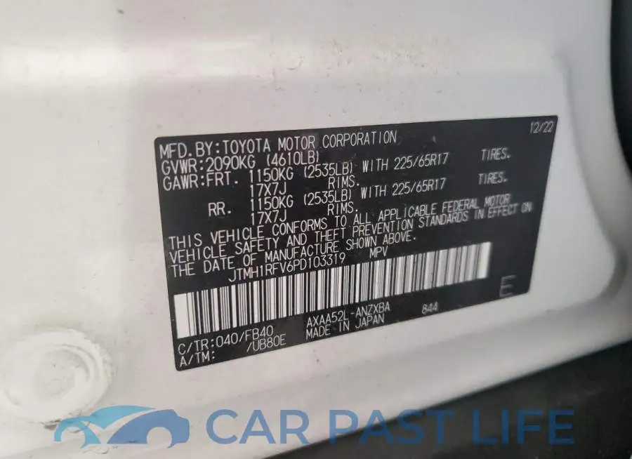 JTMH1RFV6PD103319# 14