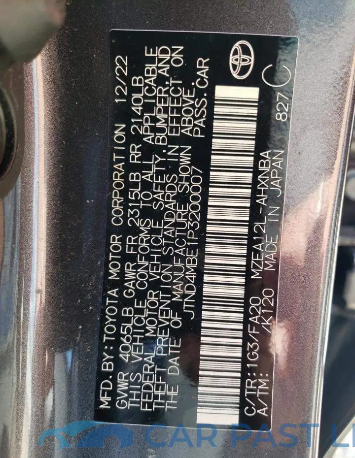 JTND4MBE1P3200007# 12