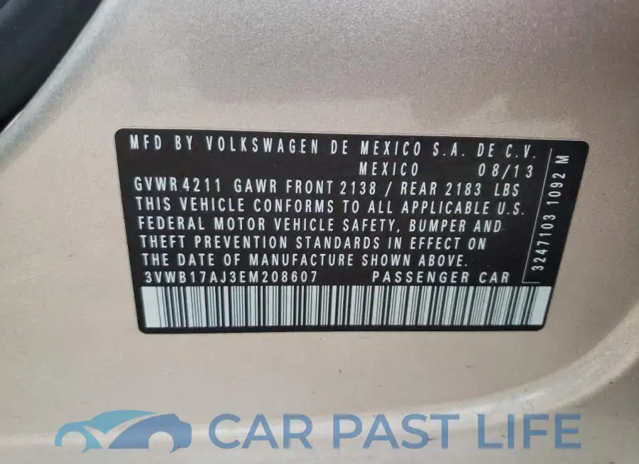 3VWB17AJ3EM208607# 12