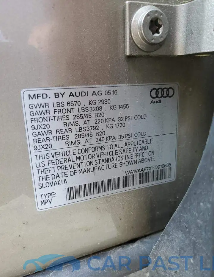 WA1VAAF7XHD016685# 14