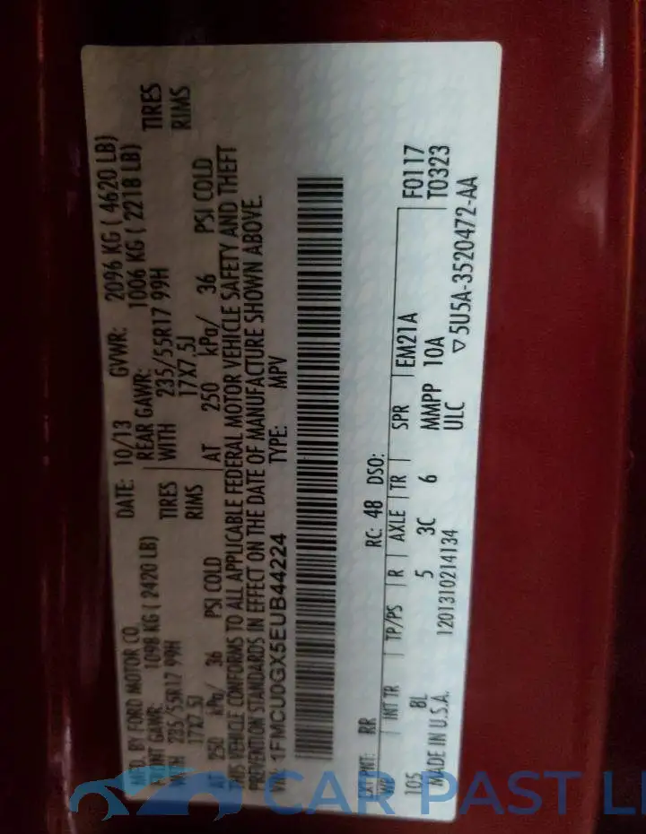 1FMCU0GX5EUB44224# 13