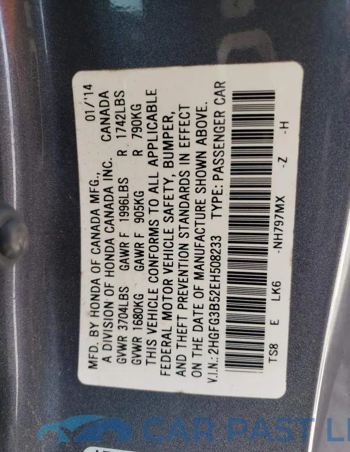 2HGFG3B52EH508233# 12