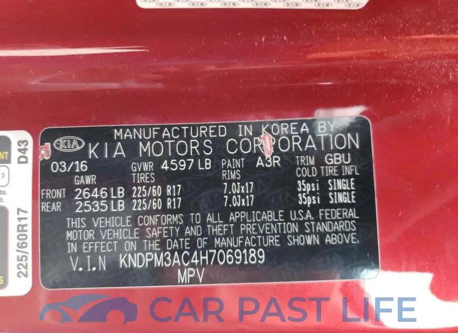 KNDPM3AC4H7069189# 13