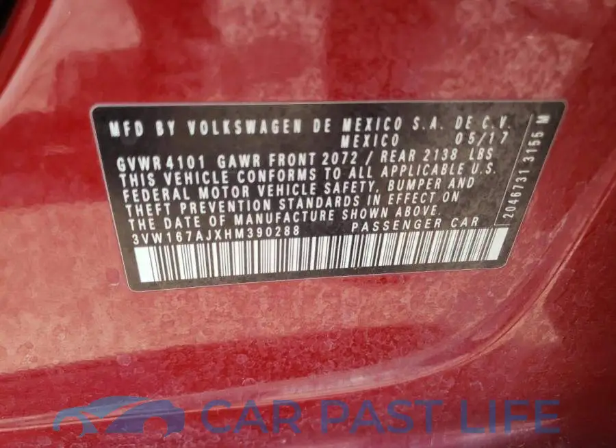 3VW167AJXHM390288# 12