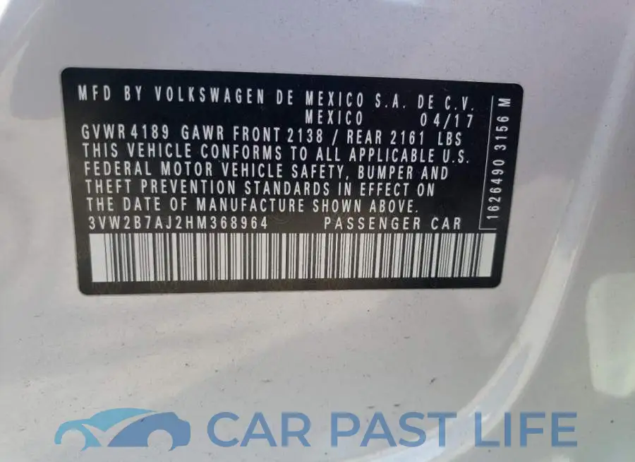 3VW2B7AJ2HM368964# 12