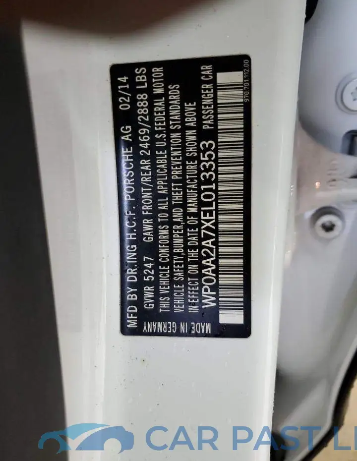 WP0AA2A7XEL013353# 12