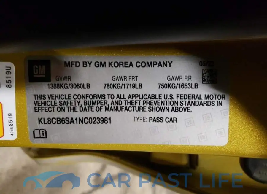 KL8CB6SA1NC023981# 12