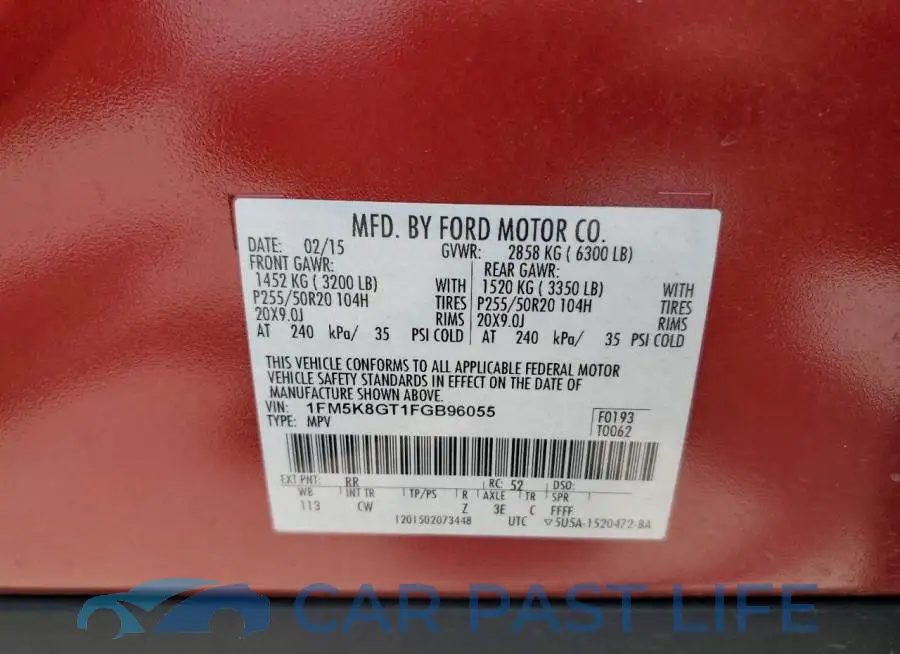 1FM5K8GT1FGB96055# 13