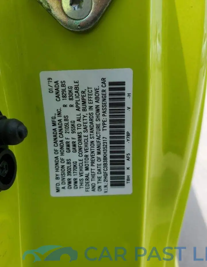 2HGFC3B38KH352317# 12