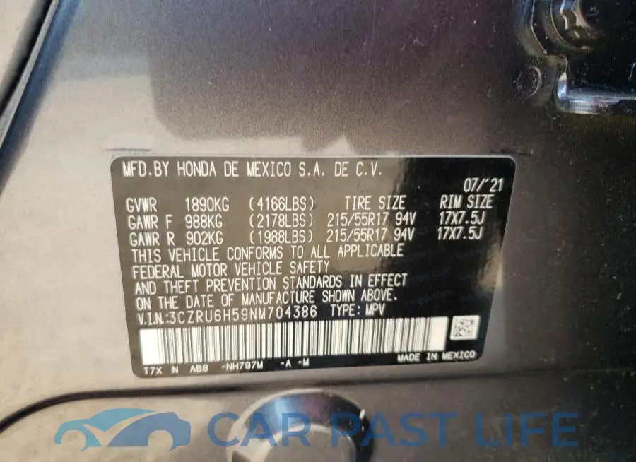 3CZRU6H59NM704386# 13