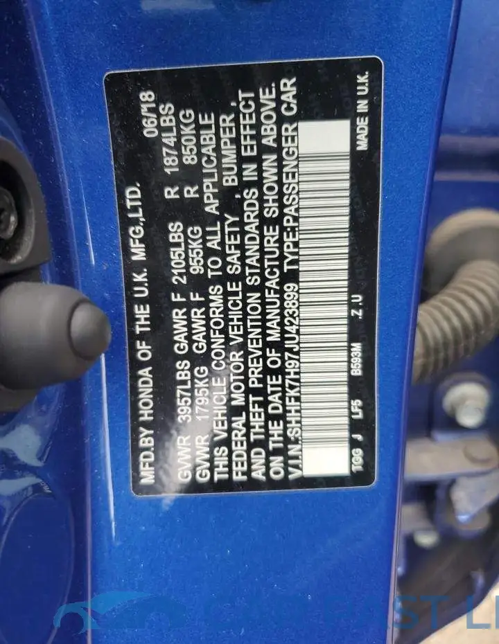 SHHFK7H97JU423899# 12