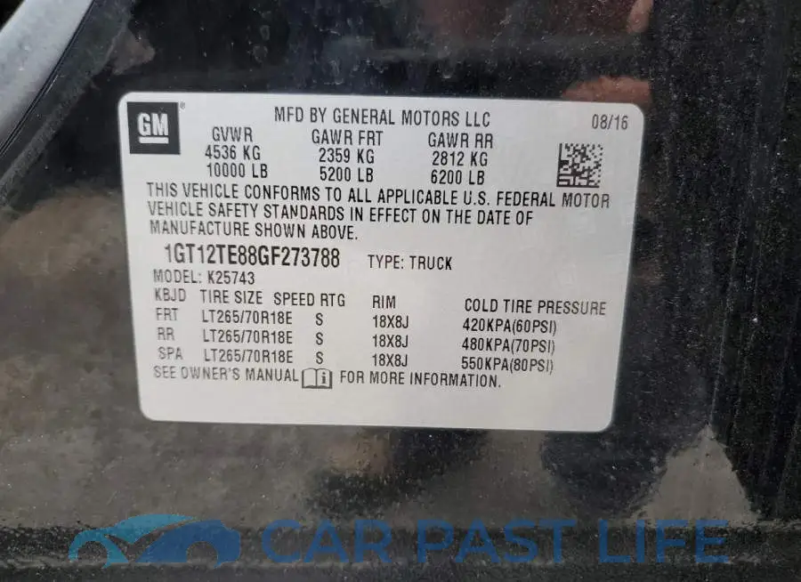 1GT12TE88GF273788# 12