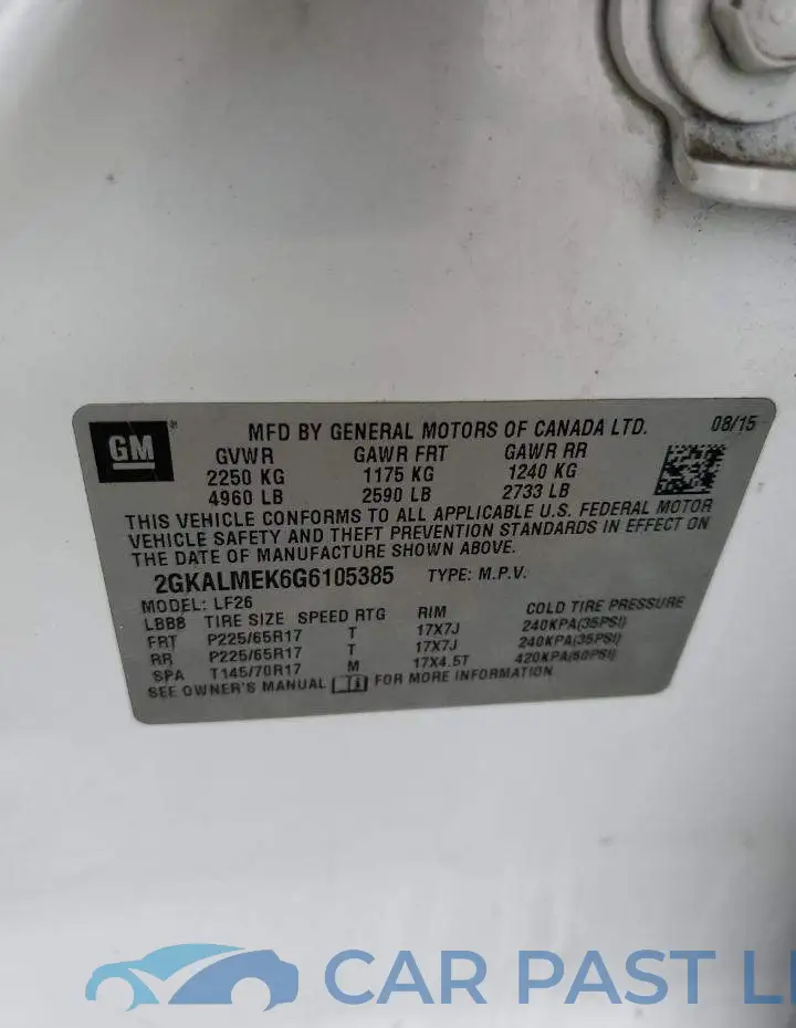 2GKALMEK6G6105385# 12