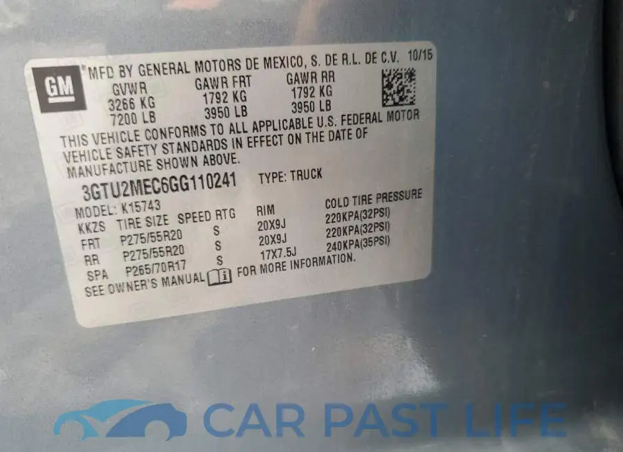 3GTU2MEC6GG110241# 12