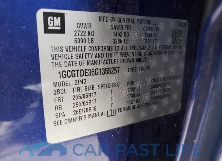 1GCGTDE36G1355257# 13