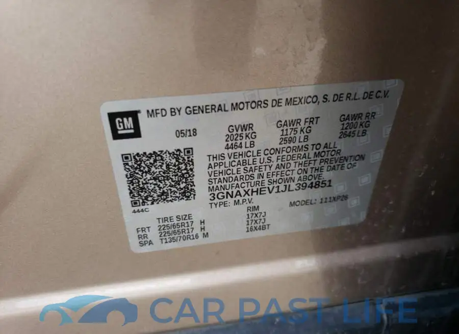 3GNAXHEV1JL394851# 12