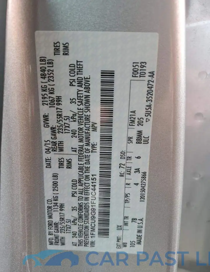 1FMCU9G91FUC44151# 13