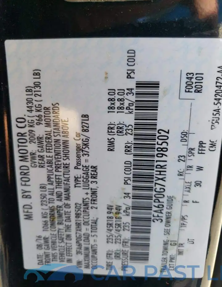 3FA6P0G7XHR198502# 13