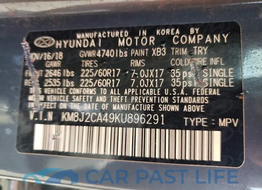 KM8J2CA49KU896291# 12