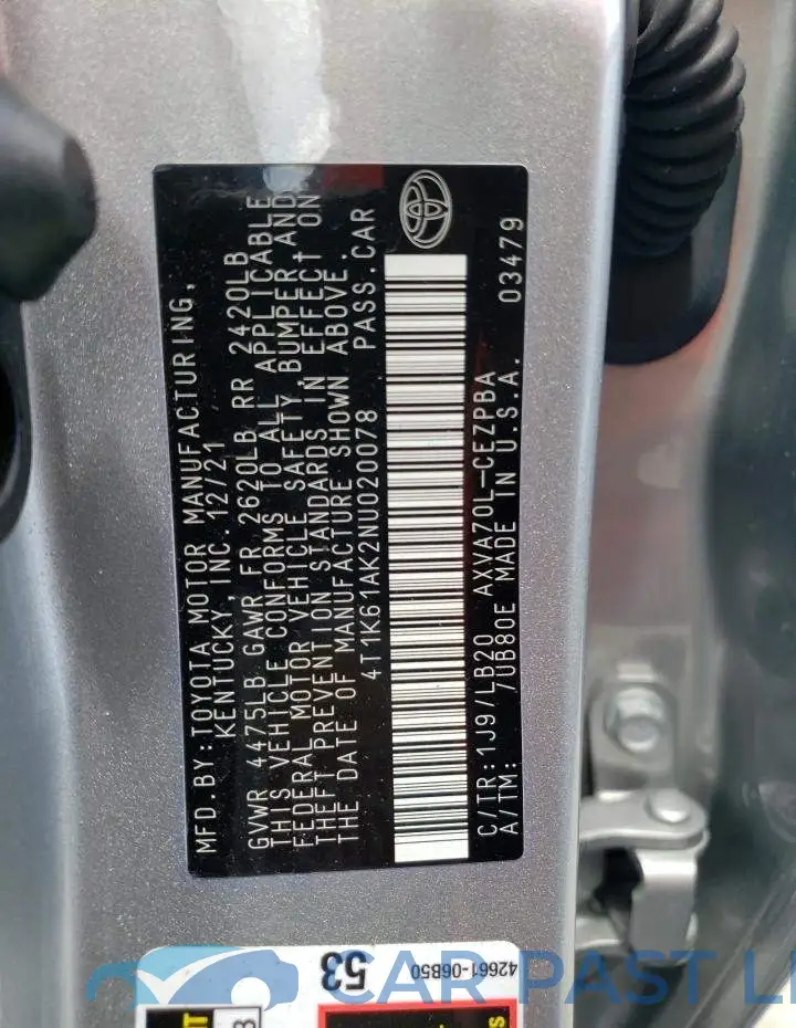 4T1K61AK2NU020078# 12