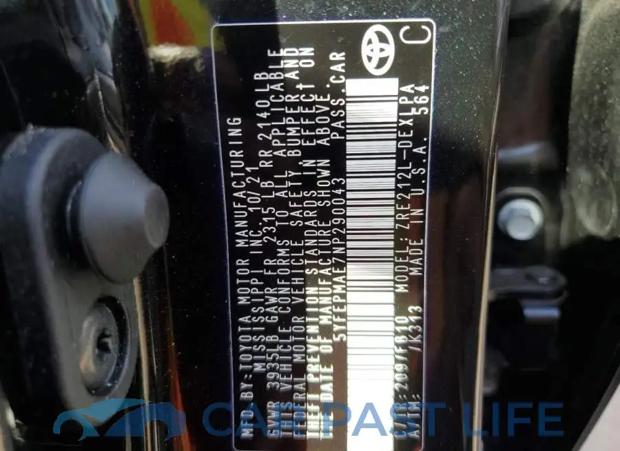 5YFEPMAE7NP290043# 10
