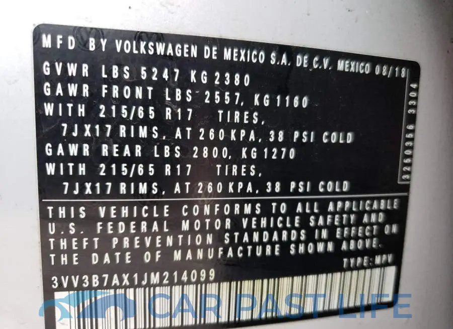 3VV3B7AX1JM214099# 13