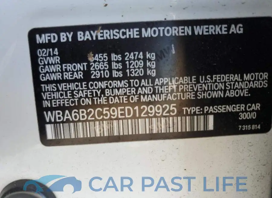 WBA6B2C59ED129925# 12