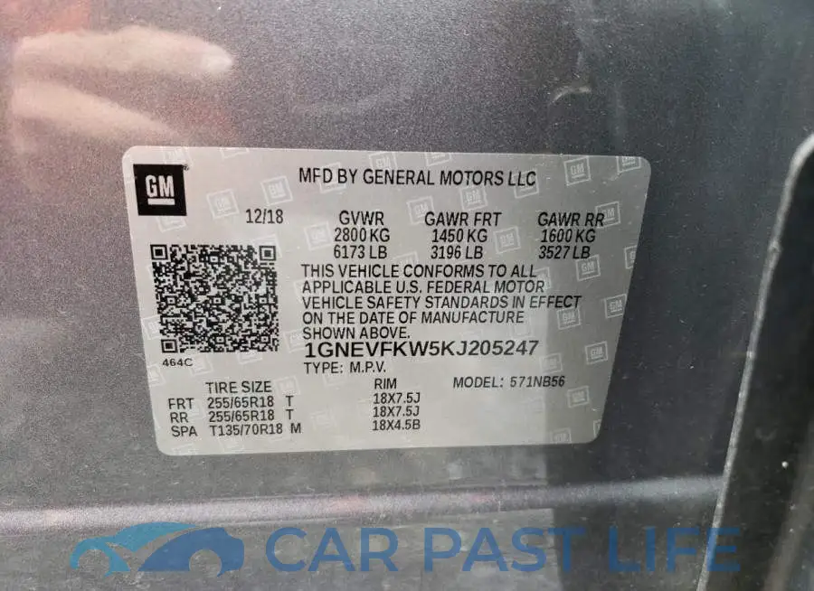 1GNEVFKW5KJ205247# 13
