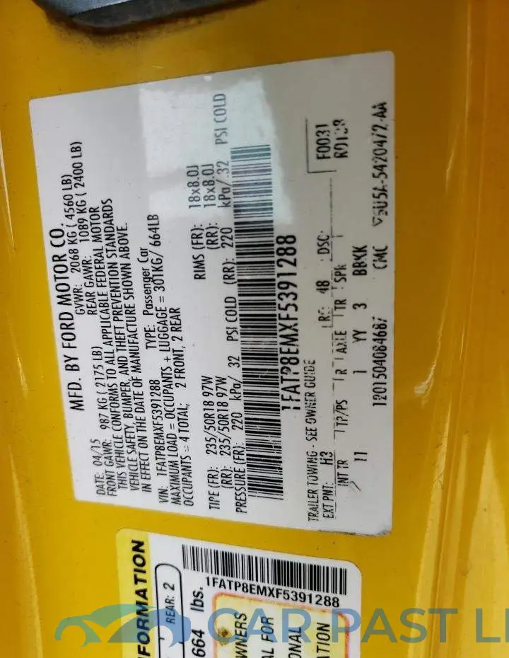 1FATP8EMXF5391288# 12