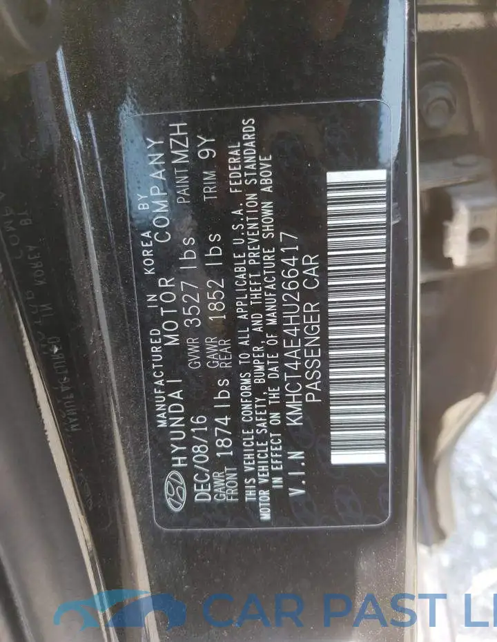KMHCT4AE4HU266417# 12