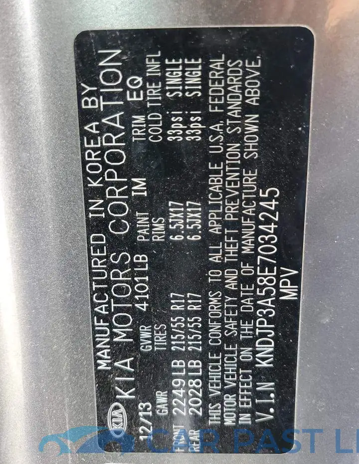 KNDJP3A58E7034245# 12