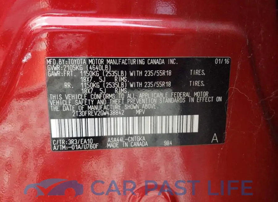 2T3DFREV2GW438842# 12