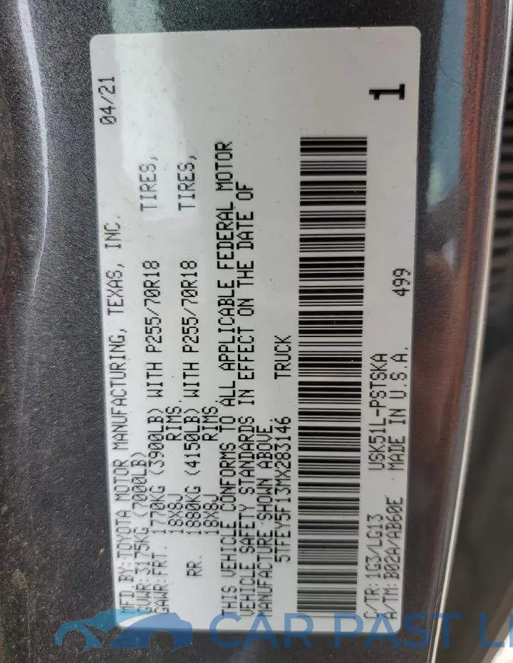 5TFEY5F13MX283146# 12