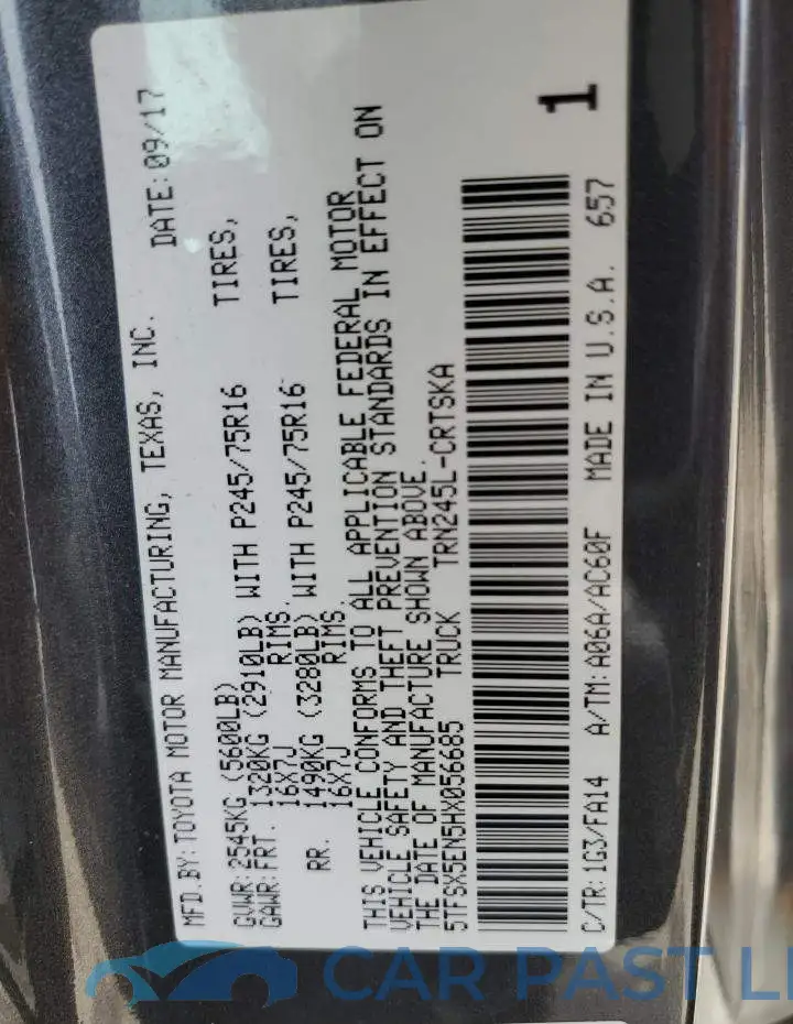 5TFSX5EN5HX056685# 12
