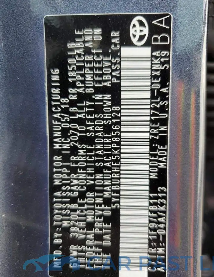 5YFBURHE5KP856128# 13