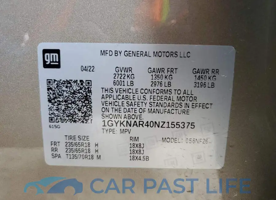 1GYKNAR40NZ155375# 13
