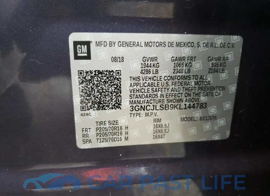 3GNCJLSB9KL144783# 13