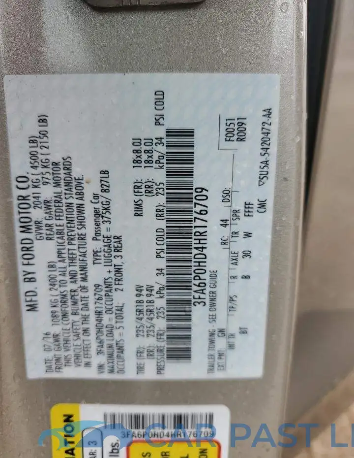 3FA6P0HD4HR176709# 12