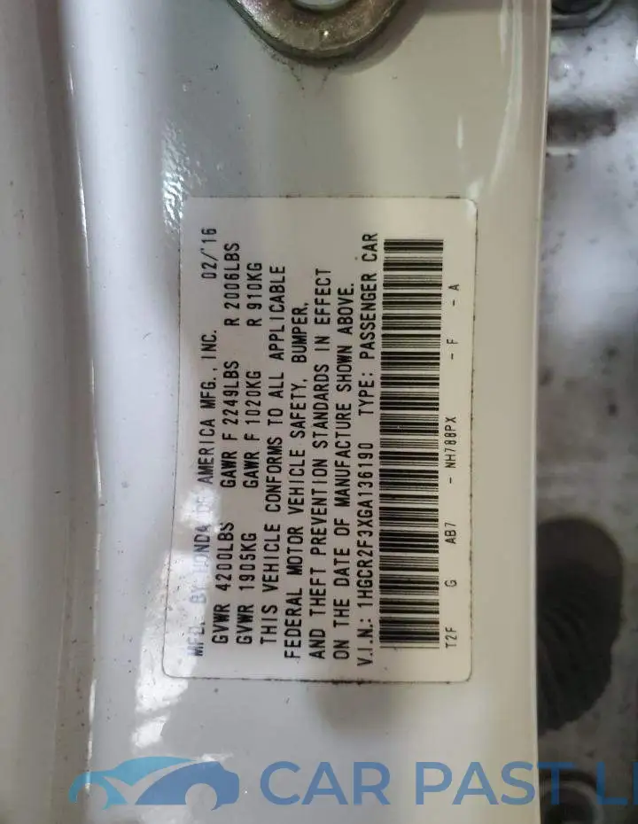 1HGCR2F3XGA136190# 13